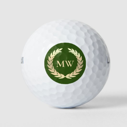 Moderne Monogram krans Aangepaste naam Golf Gold G Golfballen (Voorkant)