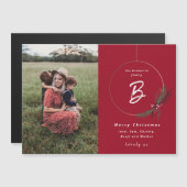 Moderne monogram krans foto kerstkaart (Voorkant / Achterkant)