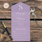 Moderne monogram lavender Dinner All In One Uitnodiging