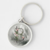 Moderne Monogram Letter B Sleutelhanger - Tulpen & (Voorkant)