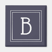 Moderne Monogram Letter Initiaal Sjabloon Blauw Wi Magneet (Voorkant)