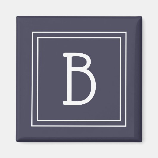 Moderne Monogram Letter Initiaal Sjabloon Blauw Wi Magneet (Voorkant)