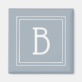 Moderne Monogram Letter Initiaal Sjabloon Blauw Wi Magneet (Voorkant)