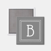 Moderne Monogram Letter Initiaal Sjabloon Grijs Wi Magneet (Voorkant / Achterkant)