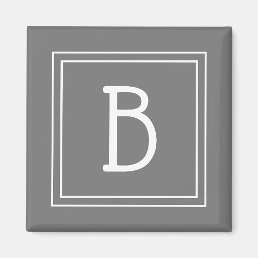 Moderne Monogram Letter Initiaal Sjabloon Grijs Wi Magneet (Voorkant)