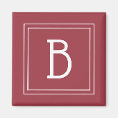 Moderne Monogram Letter-Initiaal Sjabloon Rood wit Magneet (Voorkant)