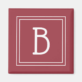 Moderne Monogram Letter-Initiaal Sjabloon Rood wit Magneet