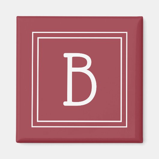 Moderne Monogram Letter-Initiaal Sjabloon Rood wit Magneet (Voorkant)