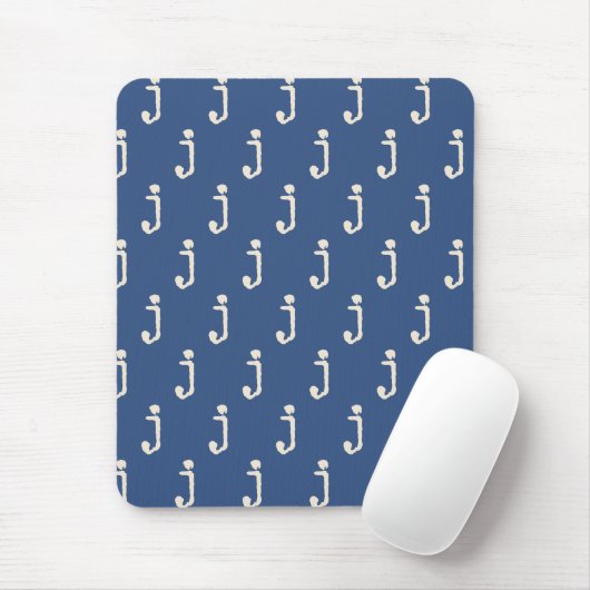 Moderne Monogram Letter Typewriter Typografie Blau Muismat (Met muis)