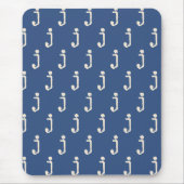 Moderne Monogram Letter Typewriter Typografie Blau Muismat (Voorkant)