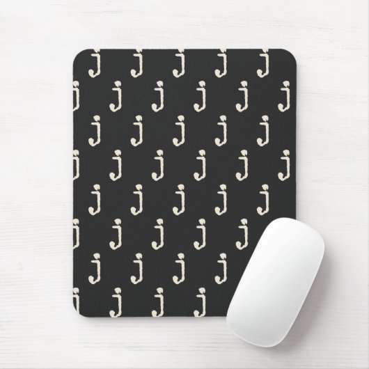 Moderne Monogram Letter Typewriter Typografie Zwar Muismat (Met muis)