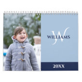 Moderne Monogram Lichtblauw Foto Kalender (Hoes)