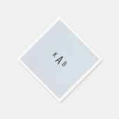 Moderne monogram lichte blauwe cocktail servet (Hoek)