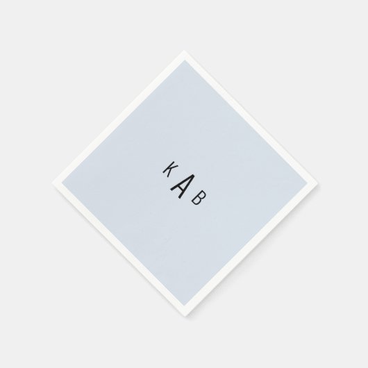 Moderne monogram lichte blauwe cocktail servet (Hoek)