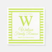 Moderne monogram lichte Groene Stripes Familie Reu Servet (Voorkant)