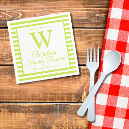 Moderne monogram lichte Groene Stripes Familie Reu Servet
