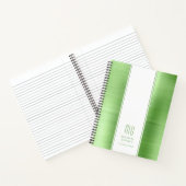 Moderne monogram limegroene zakelijke notitieboek (Binnen)