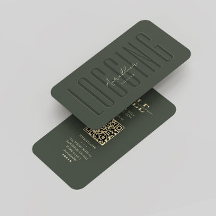 Moderne Monogram Logging Logger Donkergroen Goud Visitekaartje