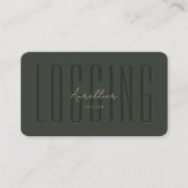 Moderne Monogram Logging Logger Donkergroen Goud Visitekaartje (Voorkant)