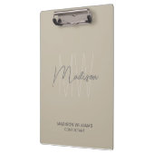 Moderne Monogram Logo Beige Consultant Klembord (Links)