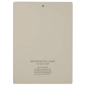 Moderne Monogram Logo Beige Consultant Klembord (Achterkant)
