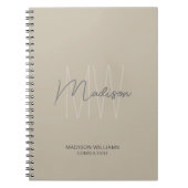 Moderne Monogram Logo Beige Consultant Notitieboek (Voorkant)