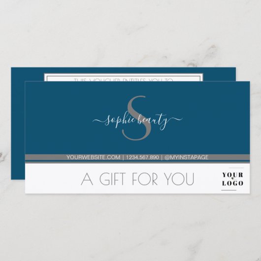 Moderne Monogram Logo Business Cadeaubon (Voorkant / Achterkant)