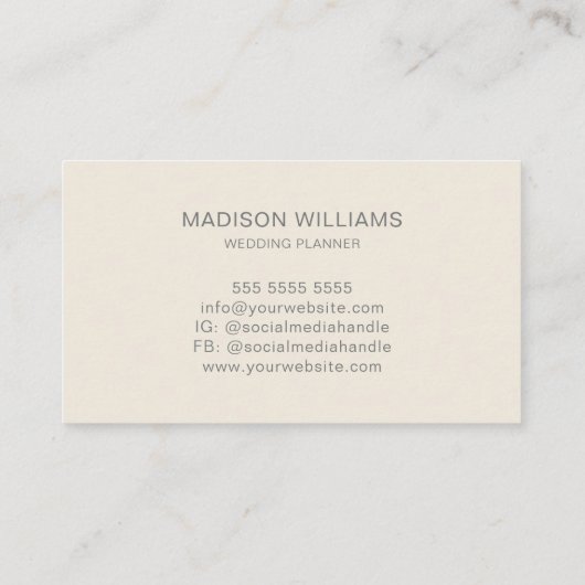Moderne Monogram Logo Cream Weddingplanner Visitekaartje (Achterkant)