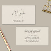 Moderne Monogram Logo Cream Weddingplanner Visitekaartje