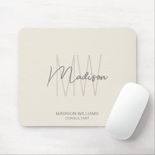 Moderne Monogram Logo Crème Tan Consultant Muismat