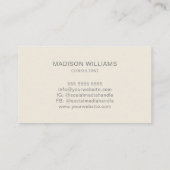 Moderne Monogram Logo Crème Tan Consultant Visitekaartje (Achterkant)