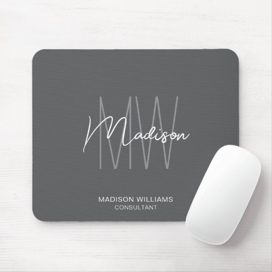 Moderne Monogram Logo Gray Consultant Muismat (Met muis)