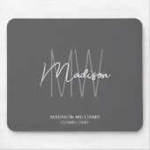 Moderne Monogram Logo Gray Consultant Muismat (Voorkant)