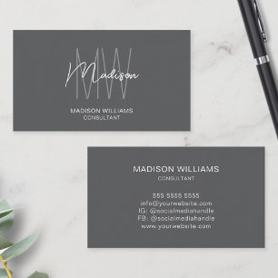 Moderne Monogram Logo Gray Consultant Visitekaartje