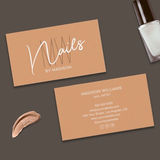 Moderne Monogram Logo Nail Artist Visitekaartje