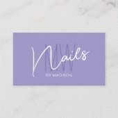 Moderne Monogram Logo Paarse Nagelkunstenaar Visitekaartje (Voorkant)
