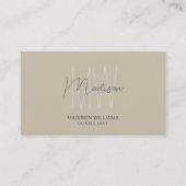 Moderne Monogram Logo QR Code Beige Consultant Visitekaartje (Voorkant)