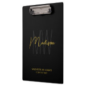 Moderne Monogram Logo Zwart Goud Consultant Klembord (Links)