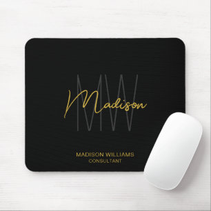 Moderne Monogram Logo Zwart Goud Consultant Muismat