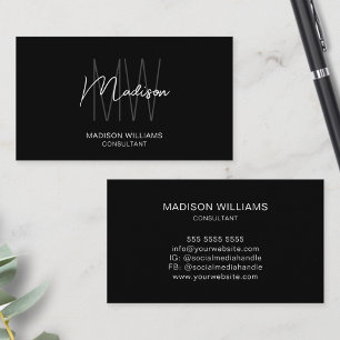 Moderne Monogram Logo Zwart Wit Consultant Visitekaartje