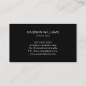 Moderne Monogram Logo Zwart Wit Consultant Visitekaartje (Achterkant)