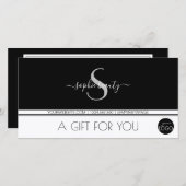 Moderne monogram Logo zwart-wit en witte cadeaubon (Voorkant / Achterkant)