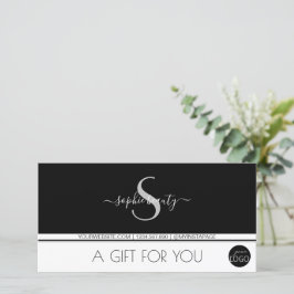 Moderne monogram Logo zwart-wit en witte cadeaubon