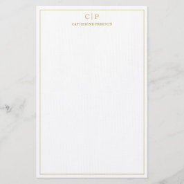 Moderne Monogram Luxe Gouden Persoonlijke Briefpap Briefpapier