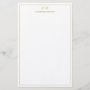 Moderne Monogram Luxe Gouden Persoonlijke Briefpap Briefpapier