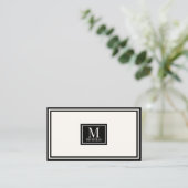 Moderne Monogram Luxe Zwart/Ivory Rand QR Code Visitekaartje (Staand voorkant)