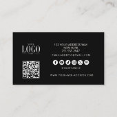Moderne Monogram Luxe Zwart/Ivory Rand QR Code Visitekaartje (Achterkant)