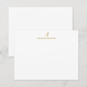 Moderne Monogram Luxury Gold Personal Stationery N Notitiekaartje (Voorkant / Achterkant)