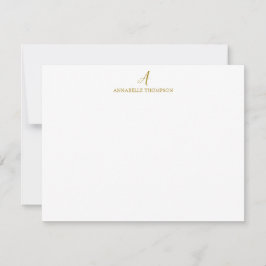 Moderne Monogram Luxury Gold Personal Stationery N Notitiekaartje