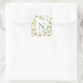 Moderne Monogram Madeliefjes Vierkante Sticker (Tas)